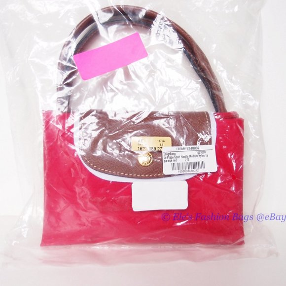 NWT LONGCHAMP Le Pliage Type M Medium Short Handle Tote GARANCE RED AUTHENTIC - Picture 6 of 11